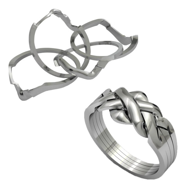  4 Band 925 Sterling Silver Turkish Puzzle Ring