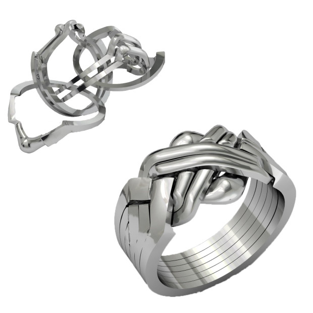 6 Band 925 Sterling Silver Turkish Puzzle Ring