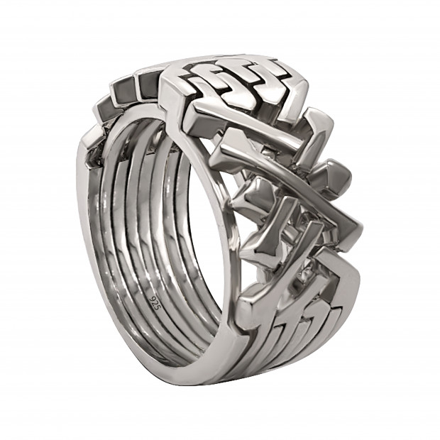 8 Band 925 Sterling Silver Dual Turkısh Puzzle Ring