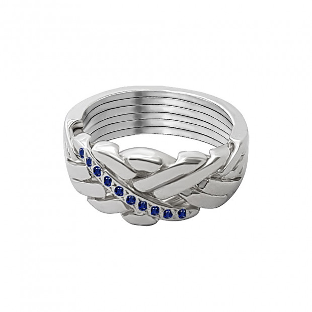 925 Sterling Silver 6 Band Anatolian With Stone One Line