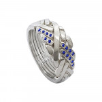 925 Sterling Silver 6 Band Anatolian With Stone Two Line
