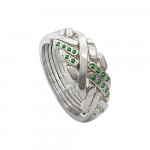 925 Sterling Silver 6 Band Anatolian With Stone Two Line