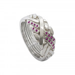 925 Sterling Silver 6 Band Anatolian With Stone Two Line