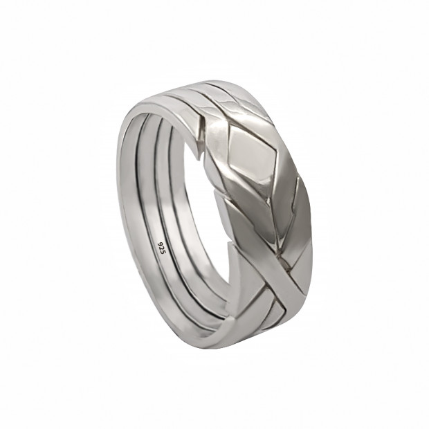 4 Band 925 Sterling Silver Ephesus Turkish Puzzle Ring